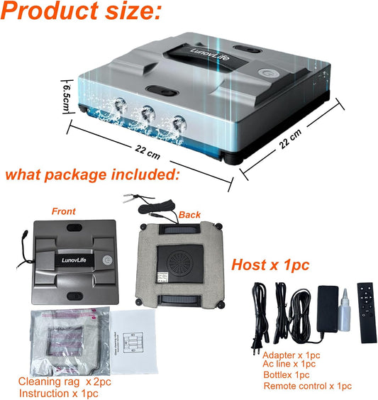 2026 New Window Cleaning Robot -Ultimate 6-Nozzle Precision Spray, 5600Pa Suction, Edge Detection & UPS Safety, automatic window cleaner,Perfect for Frameless/Frosted Glass High-Rise Windows